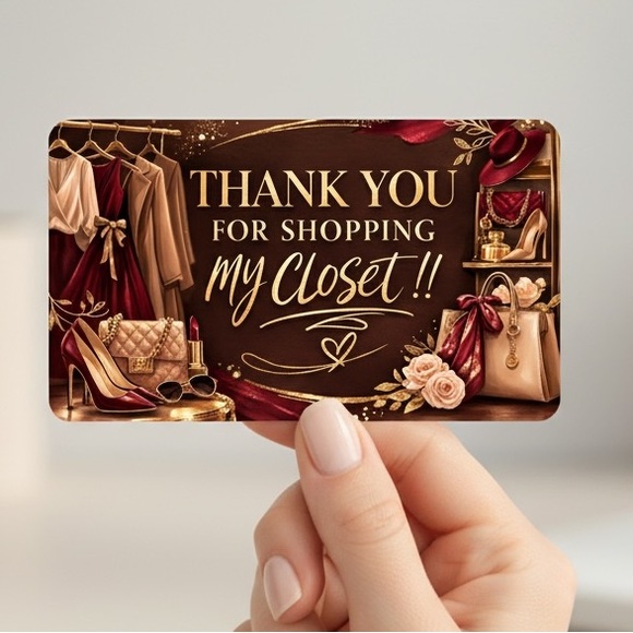 Stickeraft Other - 50 Thank You Cards for Small Business | Poshmark Closet Inserts 3.5x2”